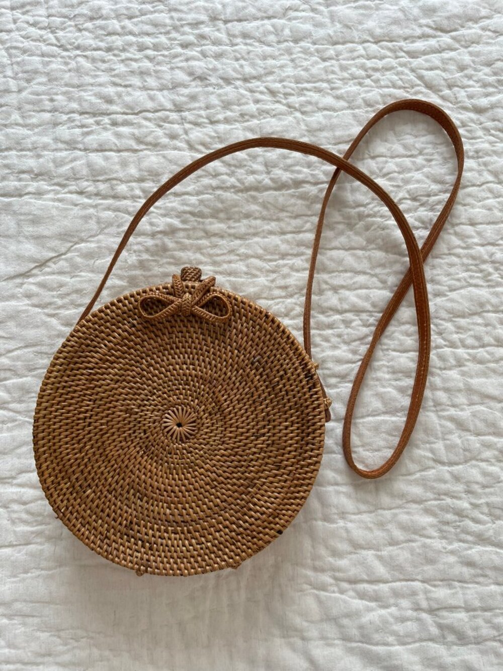 Bembien Round Crossbody Woven Rattan Bag